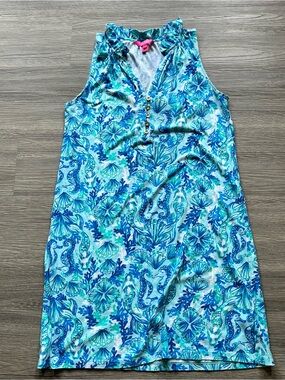 Lilly Pulitzer Blue & Aqua Seashell Print Shift Dress